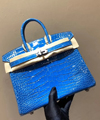 エルメス バーキン25 ブルーザンジバル　クロコダイル シルバー金具