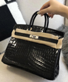 エルメス バーキン25 ブラック クロコダイル ニロティカスマット シルバー金具