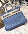 エルメス バーキン25 ブルードマルト オーストリッチ ゴールド金具