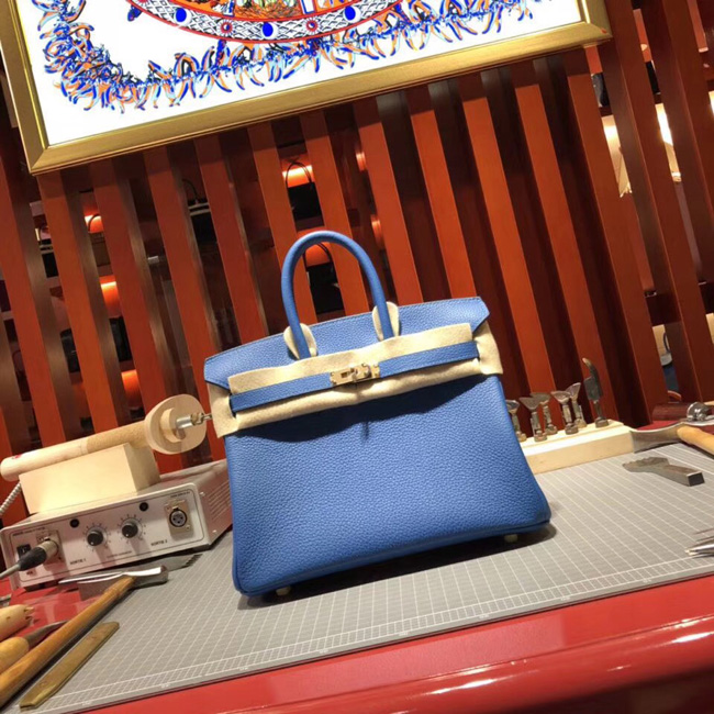 エルメス バーキン25 ブルータラサ トゴ ゴールド金具