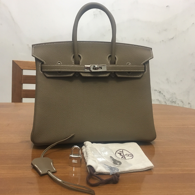 エルメス バーキン25 エトゥープ トゴ シルバー金具