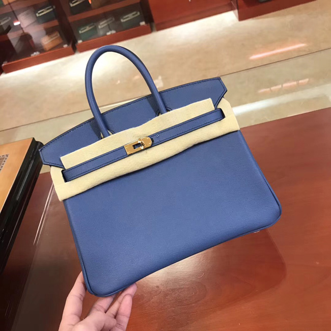 エルメス バーキン25 ブルーアガット ヴォーエプソン ゴールド金具