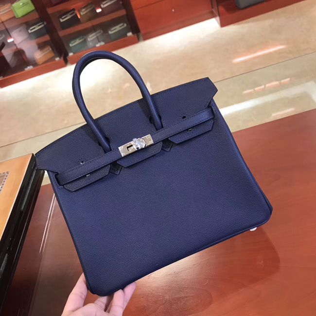 エルメス バーキン25 ブルーサフィール ヴォーエプソン シルバー金具