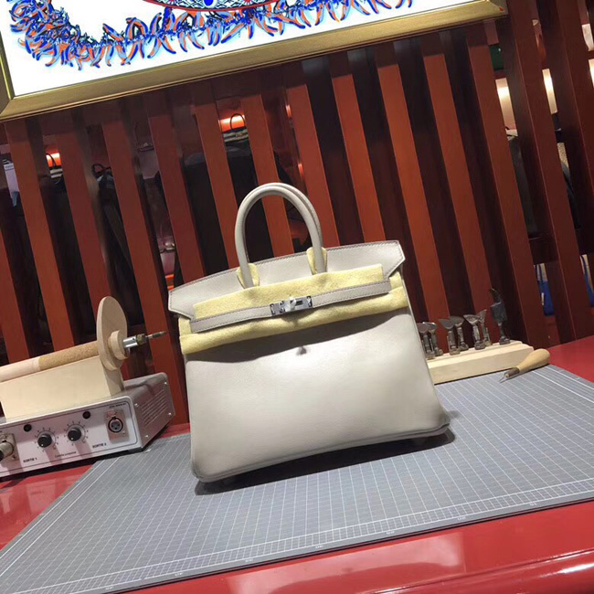 エルメス バーキン25 パールグレー スイフト シルバー金具
