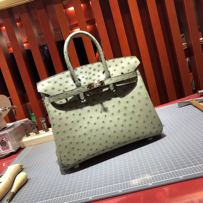 エルメス バーキン25 カーキ オーストリッチ ゴールド金具