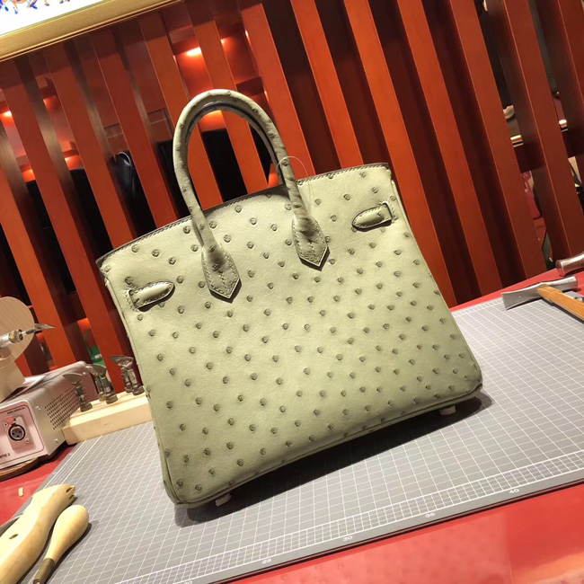 エルメス バーキン25 カーキ オーストリッチ ゴールド金具