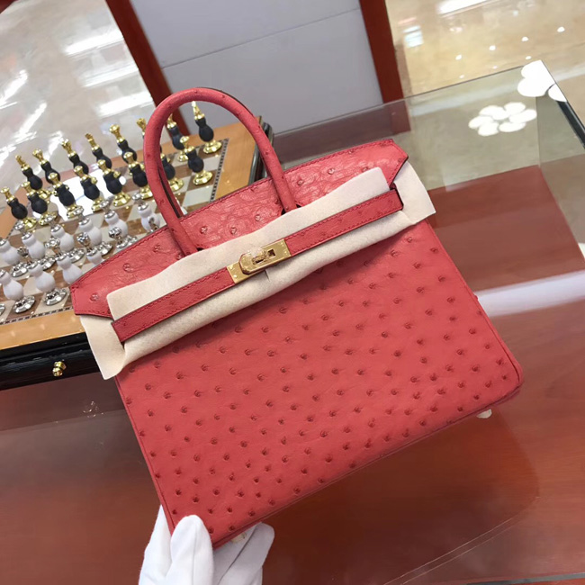エルメス バーキン25 ブーゲンビリア オーストリッチ ゴールド金具