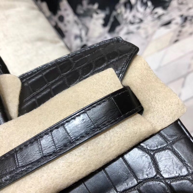 エルメス バーキン25 ブラック クロコダイル ニロティカスマット ゴールド金具