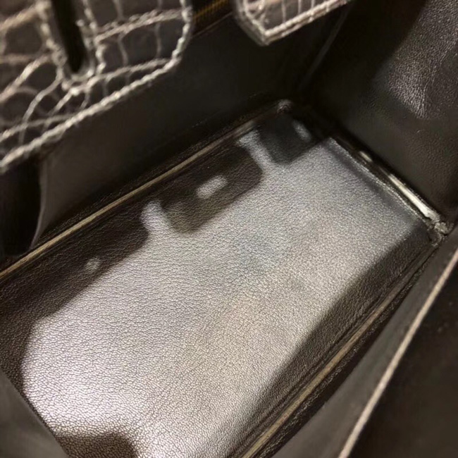 エルメス バーキン25 ブラック クロコダイル ニロティカスマット ゴールド金具