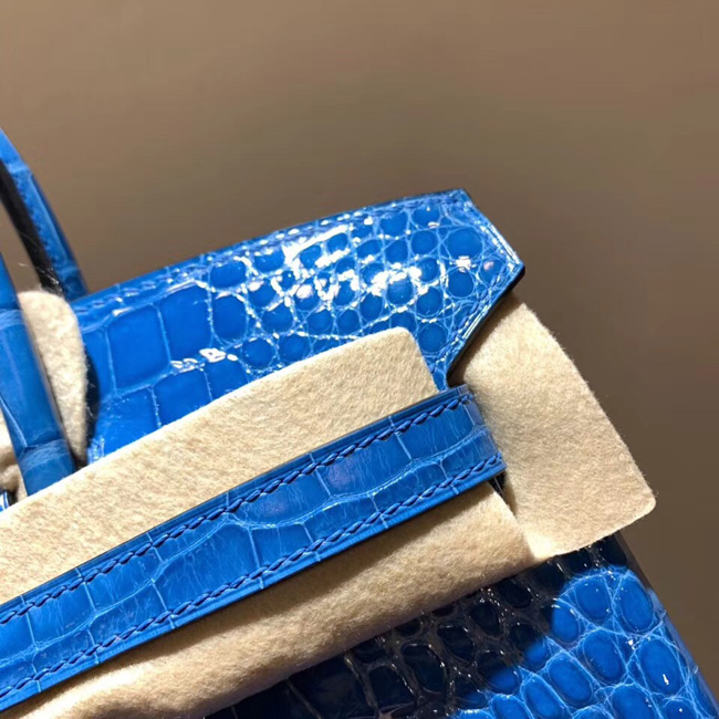 エルメス バーキン25 ブルーザンジバル　クロコダイル シルバー金具