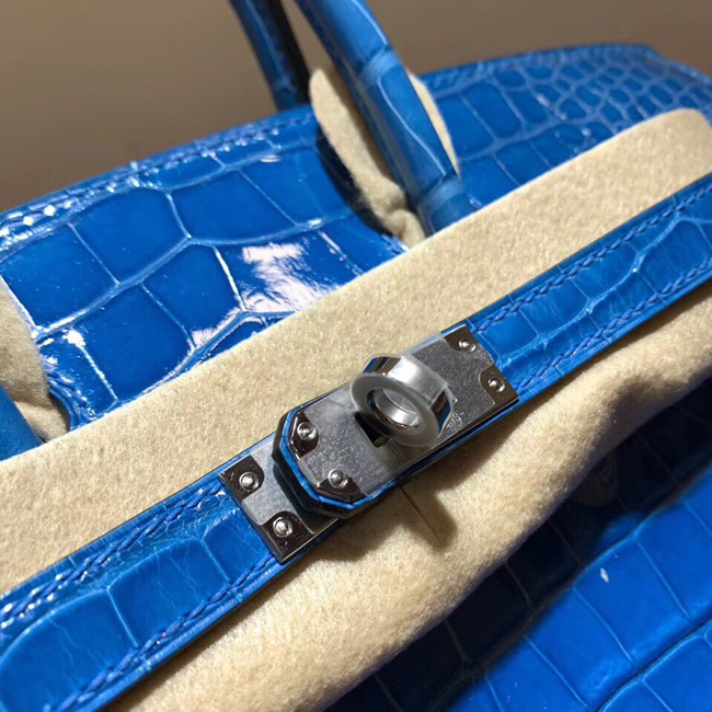 エルメス バーキン25 ブルーザンジバル　クロコダイル シルバー金具