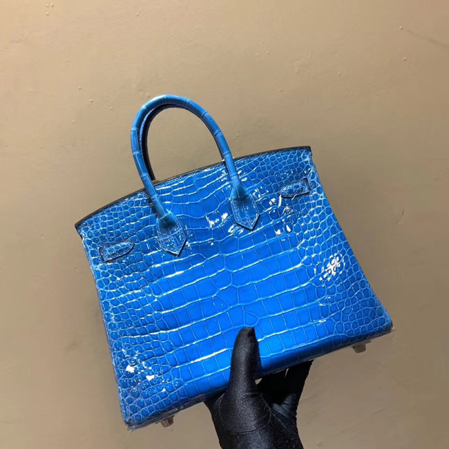 エルメス バーキン25 ブルーザンジバル　クロコダイル シルバー金具