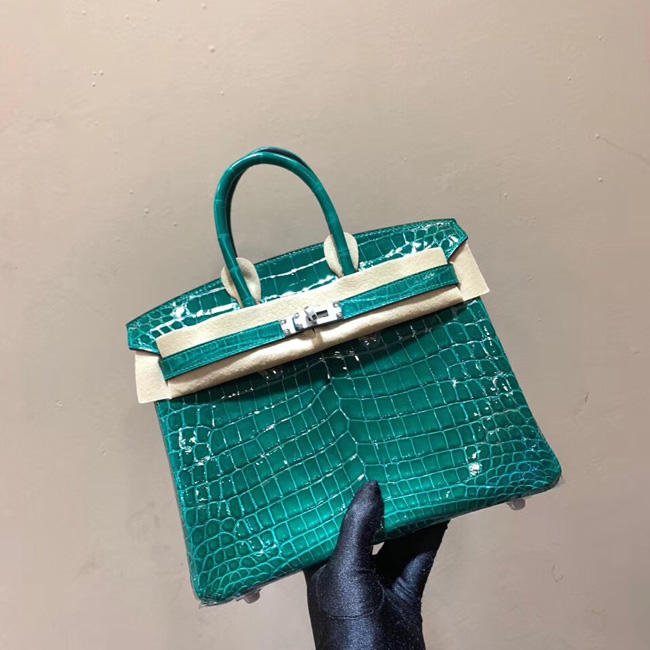 エルメス バーキン25 ブルーパオン クロコダイル シルバー金具