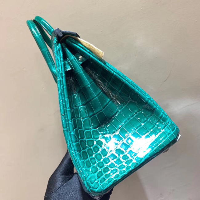エルメス バーキン25 ブルーパオン クロコダイル シルバー金具