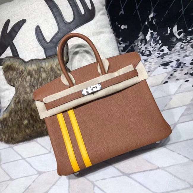 エルメス バーキンオフィシエ25 ゴールド/ジョーヌアンブル トゴ/スイフト シルバー金具