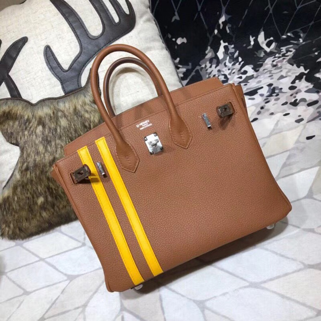 エルメス バーキンオフィシエ25 ゴールド/ジョーヌアンブル トゴ/スイフト シルバー金具