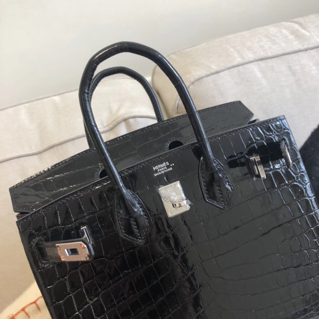 エルメス バーキン25 ブラック クロコダイル ニロティカスマット シルバー金具