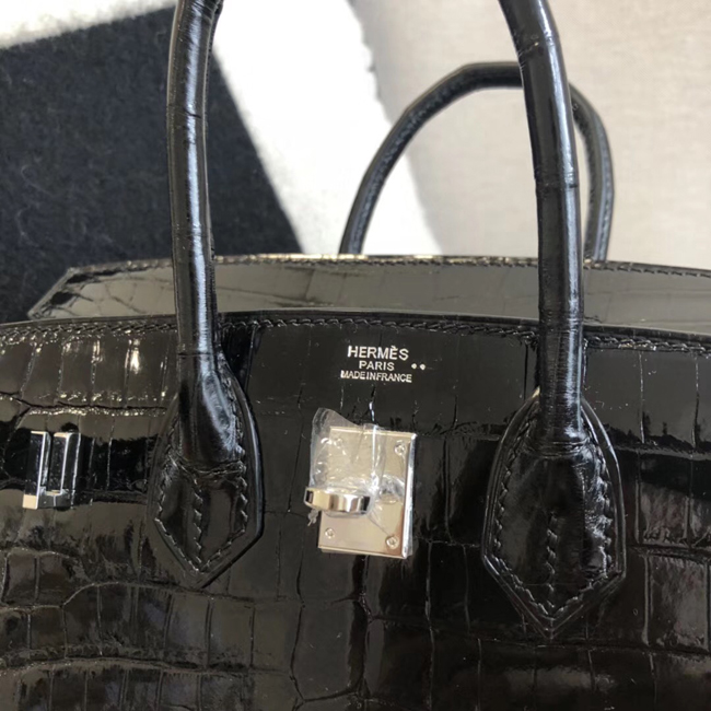 エルメス バーキン25 ブラック クロコダイル ニロティカスマット シルバー金具