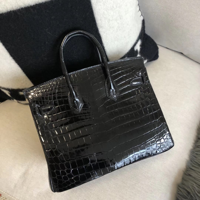 エルメス バーキン25 ブラック クロコダイル ニロティカスマット シルバー金具