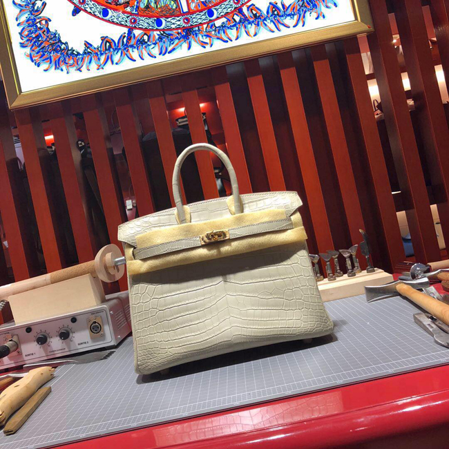 エルメス バーキン25 ベトン クロコダイル ニロティカスマット ゴールド金具