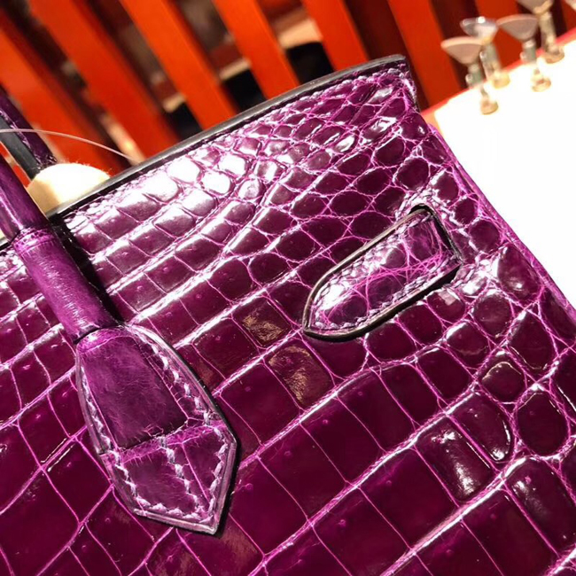 エルメス バーキン25 ヴィオレ クロコダイル ニロティカス ゴールド金具
