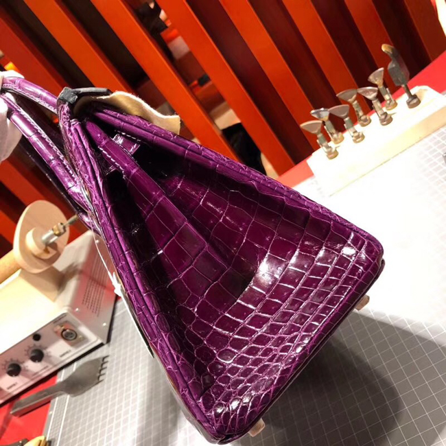 エルメス バーキン25 ヴィオレ クロコダイル ニロティカス ゴールド金具