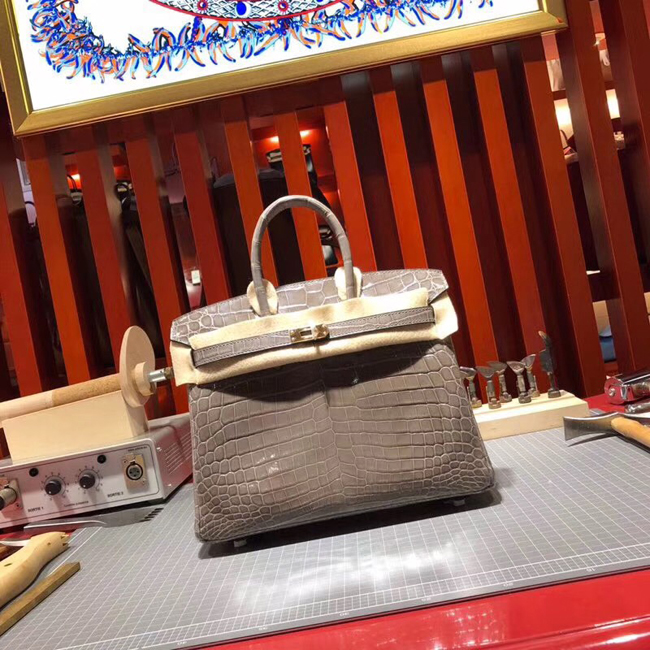 エルメス バーキン25 エトープ クロコダイル ニロティカス ゴールド金具