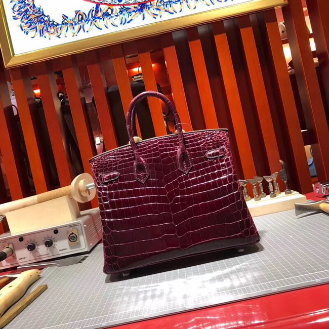 エルメス バーキン25 カシス クロコダイル ニロティカス ゴールド金具