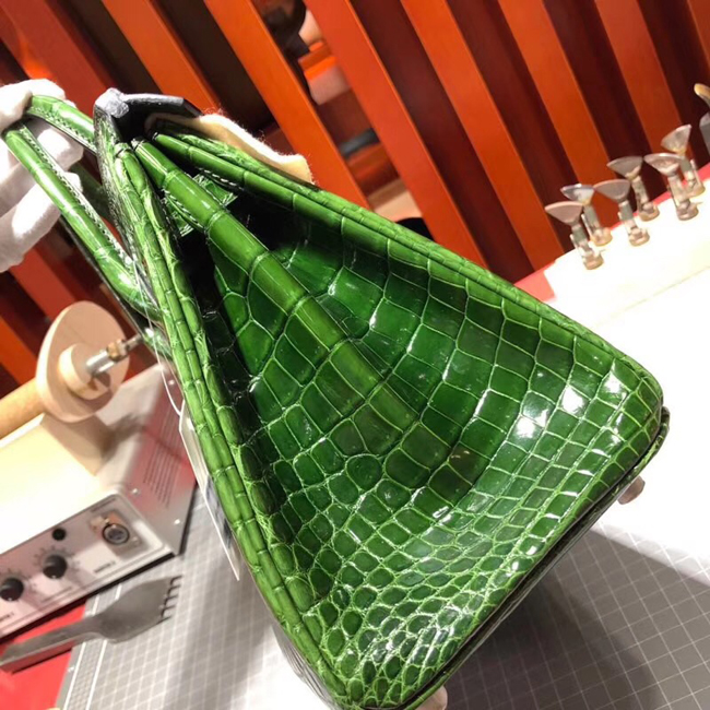 エルメス バーキン25 エメラルド クロコダイル ニロティカス シルバー金具