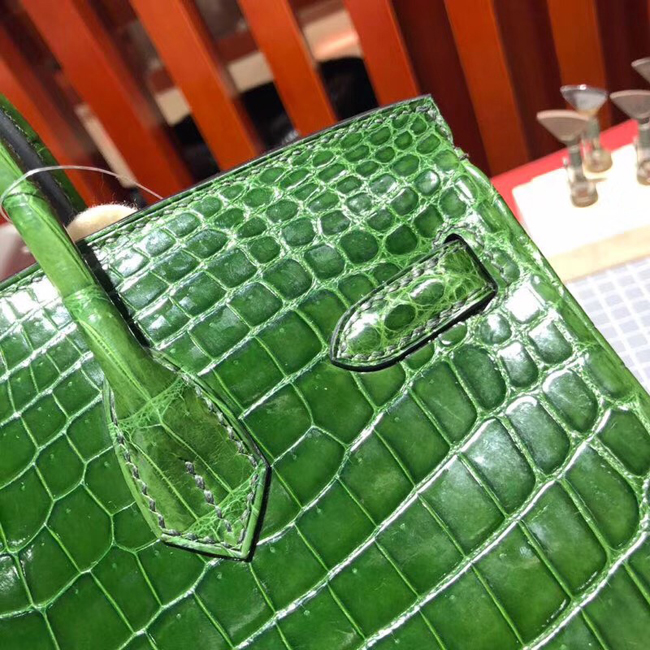 エルメス バーキン25 エメラルド クロコダイル ニロティカス シルバー金具