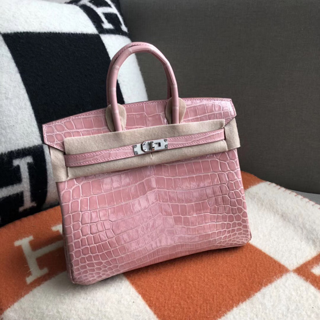 エルメス バーキン25 ピンク クロコダイル シルバー金具