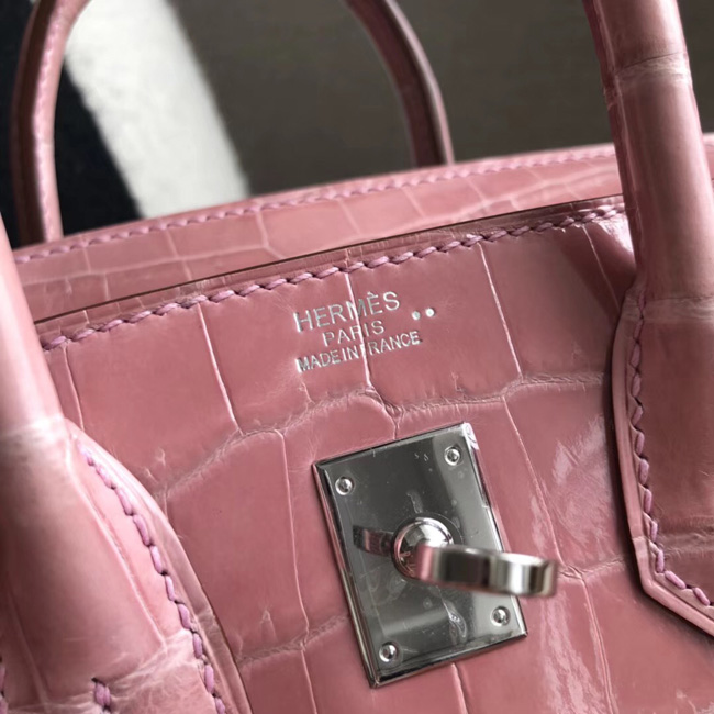 エルメス バーキン25 ピンク クロコダイル シルバー金具