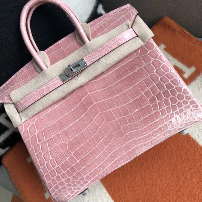 エルメス バーキン25 ピンク クロコダイル シルバー金具