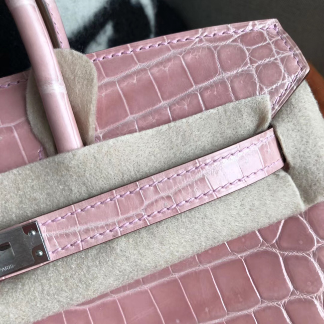 エルメス バーキン25 ピンク クロコダイル シルバー金具