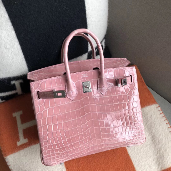 エルメス バーキン25 ピンク クロコダイル シルバー金具
