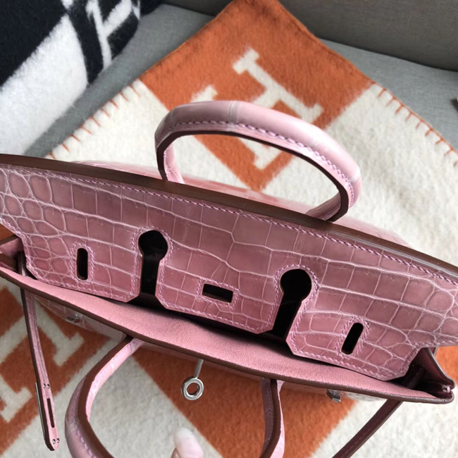 エルメス バーキン25 ピンク クロコダイル シルバー金具