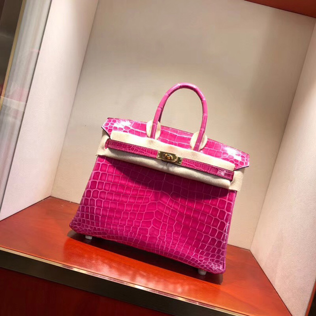 エルメス バーキン25 ローズシェヘラザード クロコダイル シルバー金具