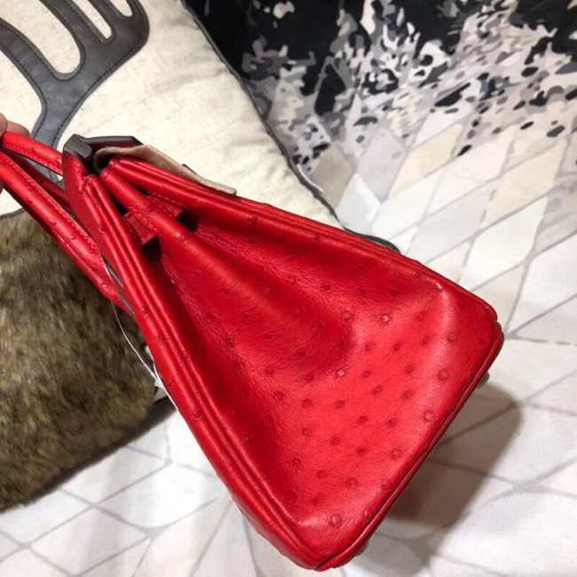 エルメス バーキン25 ルージュヴィフ オーストリッチ ゴールド金具