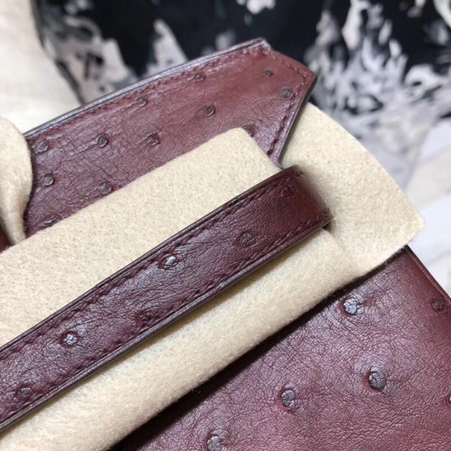 エルメス バーキン25 ワインレッド オーストリッチ ゴールド金具