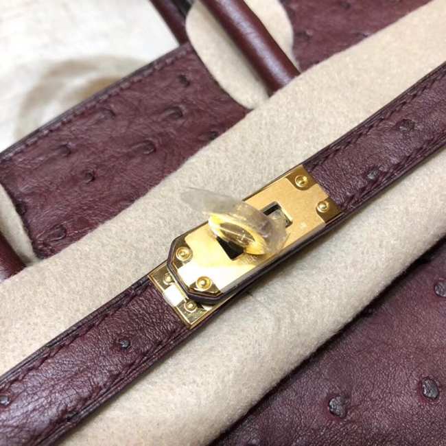 エルメス バーキン25 ワインレッド オーストリッチ ゴールド金具