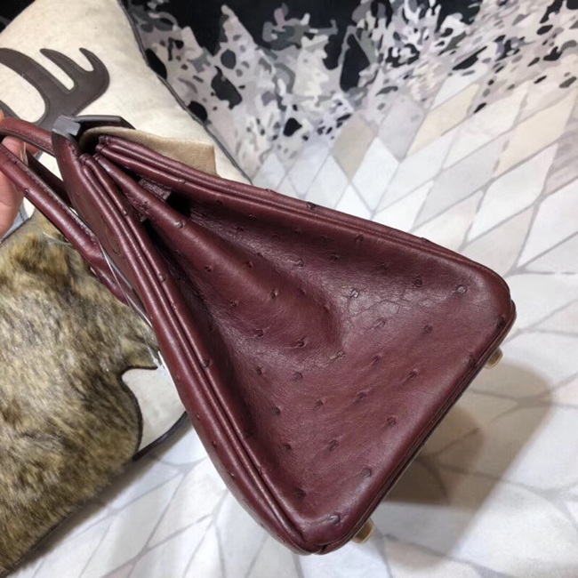 エルメス バーキン25 ワインレッド オーストリッチ ゴールド金具