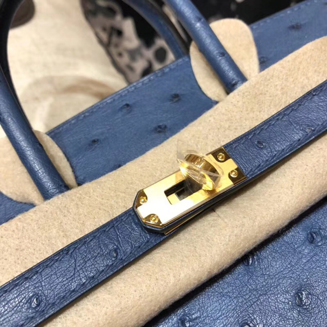エルメス バーキン25 ブルードマルト オーストリッチ ゴールド金具
