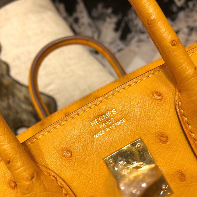 エルメス バーキン25 サフラン オーストリッチ ゴールド金具