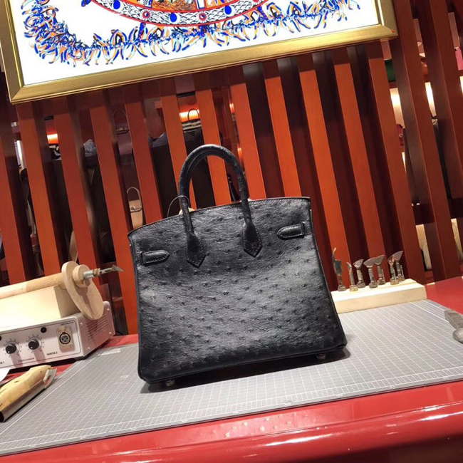 エルメス バーキン25 ブラック オーストリッチ ゴールド金具