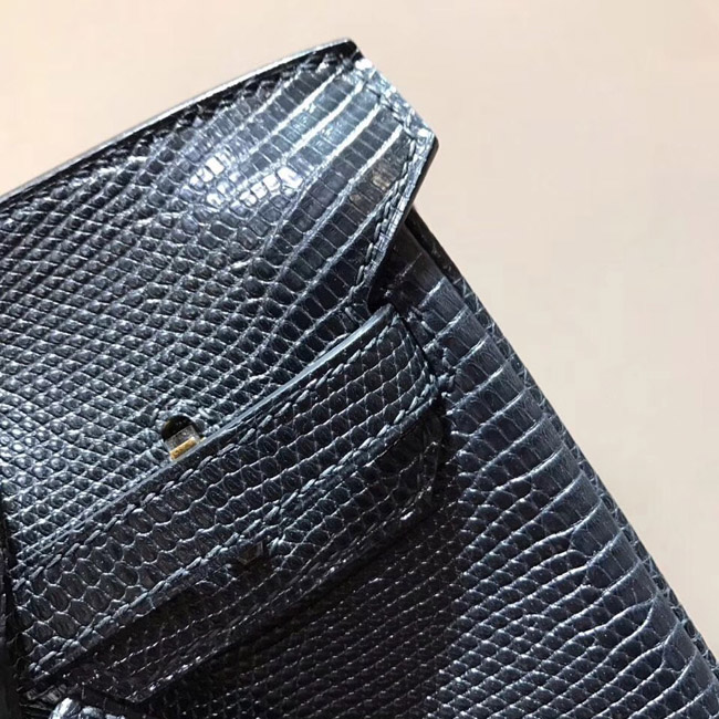 エルメス バーキン25 ブラック リザード ゴールド金具