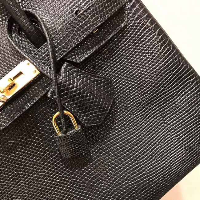 エルメス バーキン25 ブラック リザード ゴールド金具