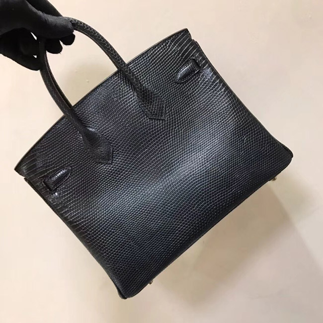 エルメス バーキン25 ブラック リザード ゴールド金具