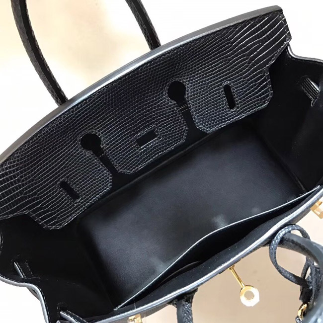 エルメス バーキン25 ブラック リザード ゴールド金具