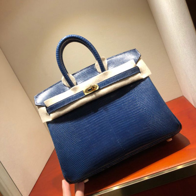 エルメス バーキン25 ブルーエレクトリック リザード ゴールド金具