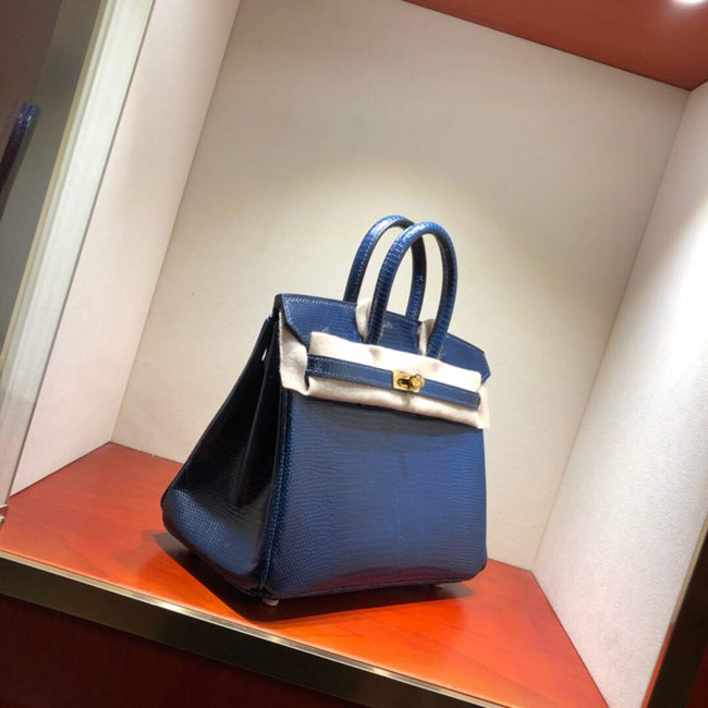 エルメス バーキン25 ブルーエレクトリック リザード ゴールド金具